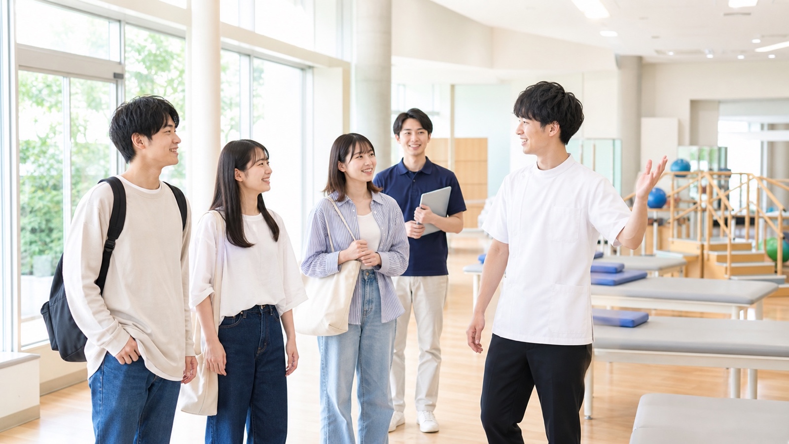 オープンキャンパスでキャンパスを見学する高校生たち